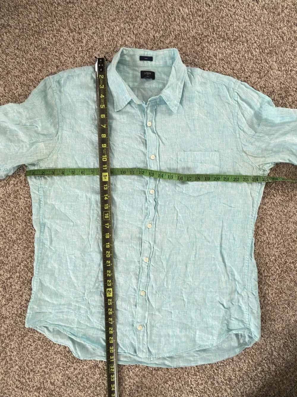 J.Crew Men's Slim Fit Linen Shirt XL-T  Tall - Color Teal/Aqua